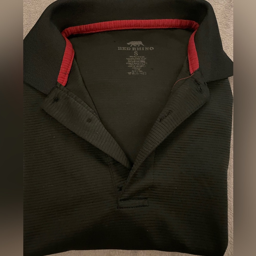 Red Rhino Black Short Sleeve Half Button-Down Shirt Men’s Small